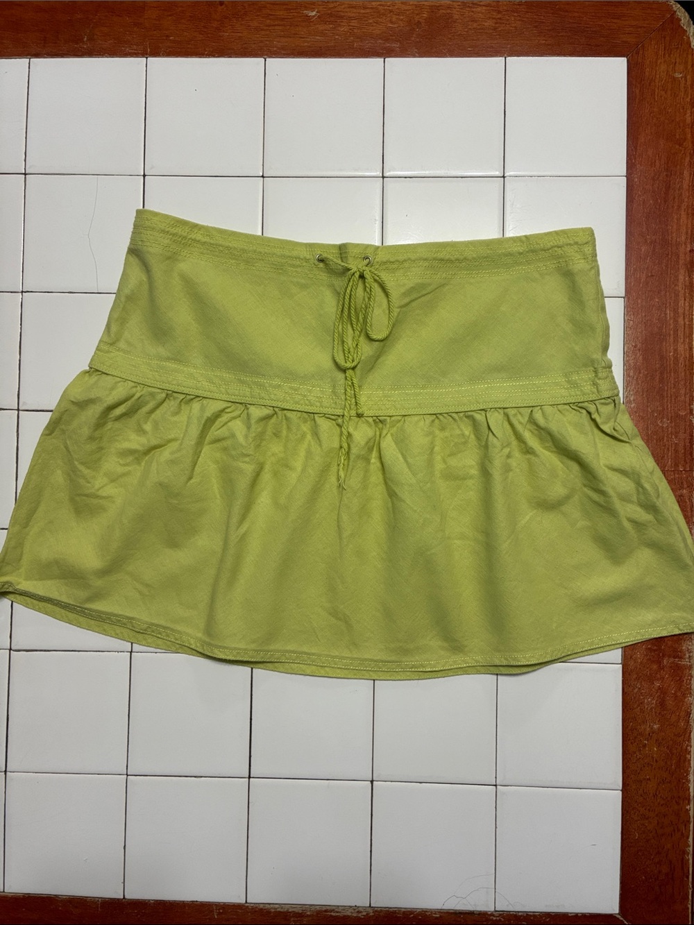 J. Crew Lime Green Drawstring Tiered Mini Skirt